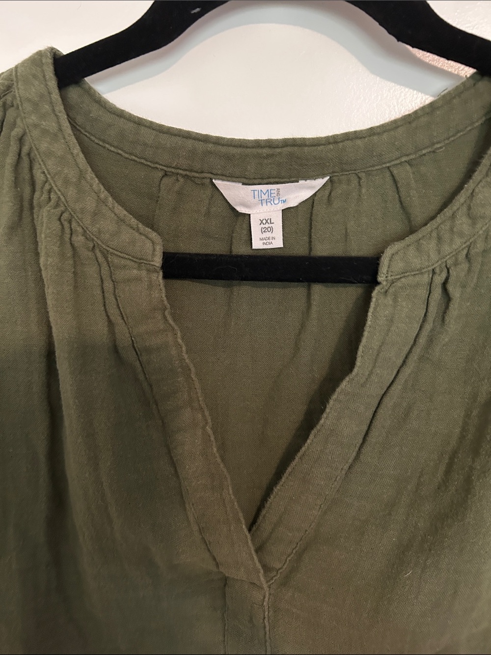 Time and Tru Olive Split-Neck Dress xxl